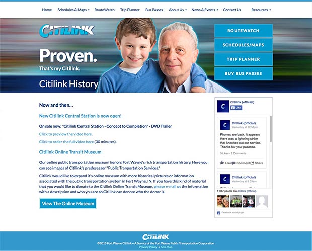 Fort Wayne Citilink Website Interior Page