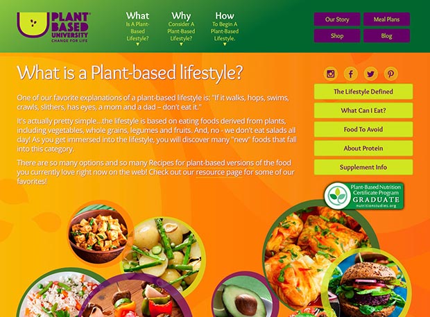 Plant-Based University Website Interior Page